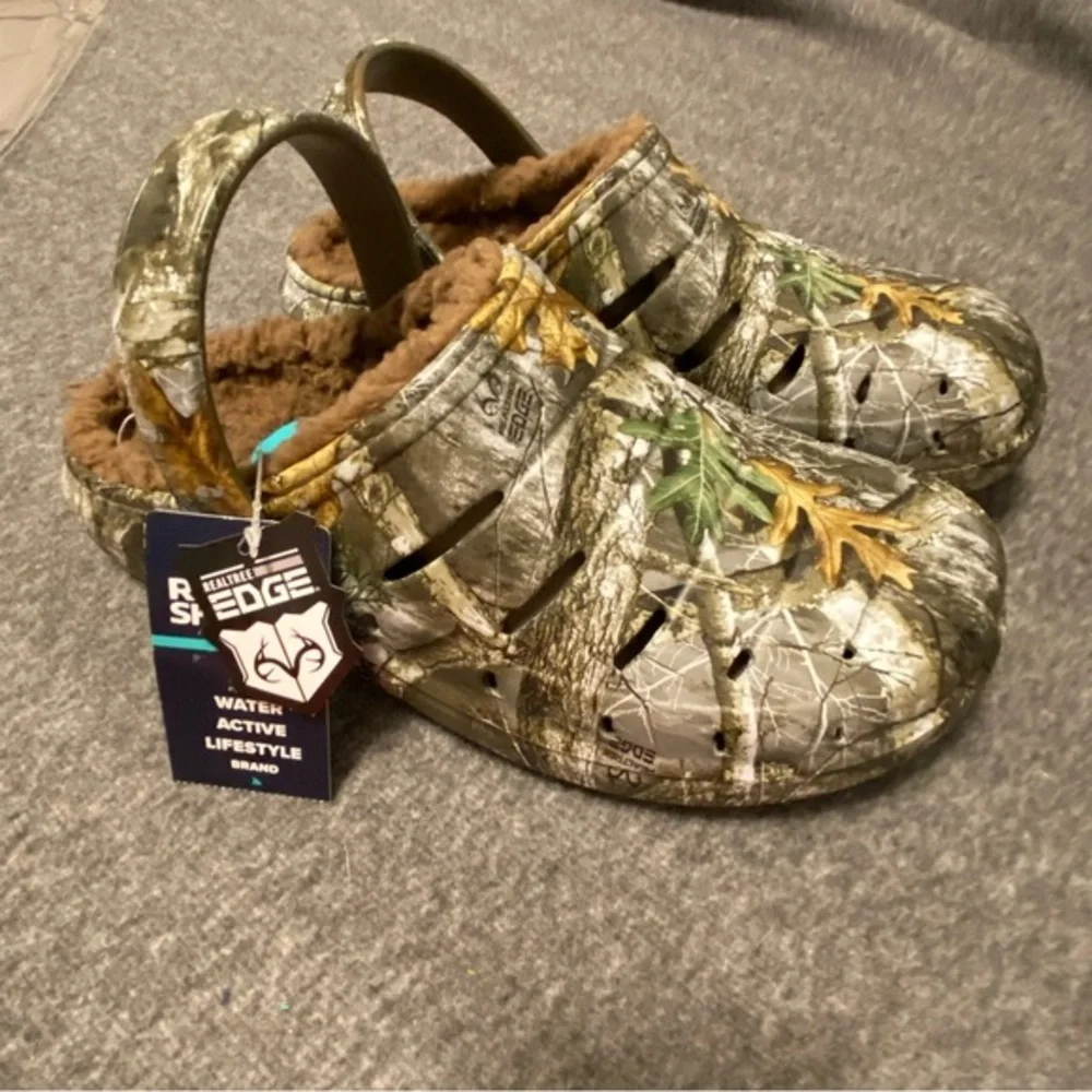 Realtree Shoes Mens Size 8 Lined Clogs Camo Water Active Lifestyle Slip‎ On New